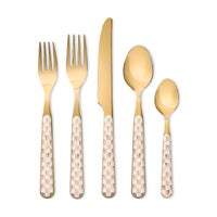 Mocha Check Bistro Flatware 5 Piece Place Setting