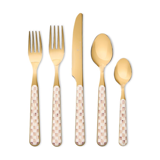 Mocha Check Bistro Flatware 5 Piece Place Setting image number 0