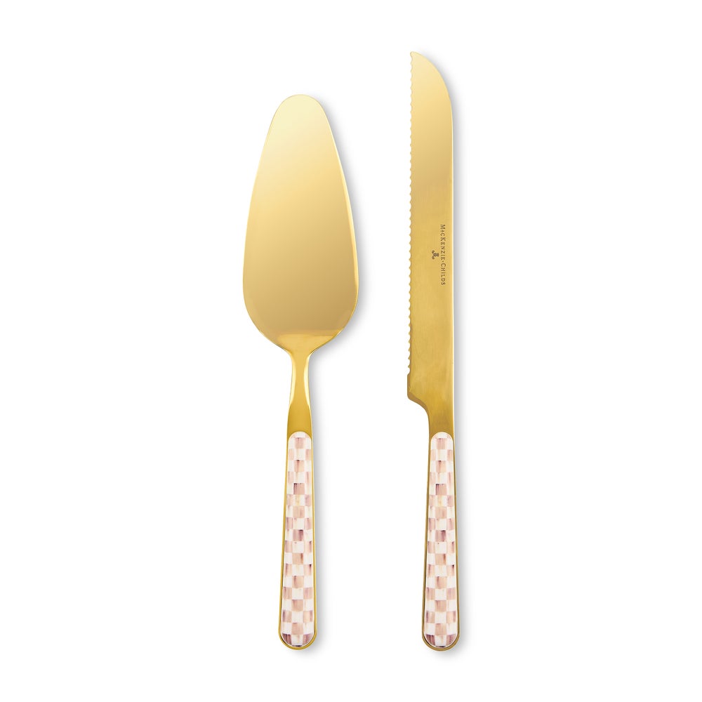 Courtly Check Bistro Cake Serving Set - Mocha Check mackenzie-childs Panama imagen 1