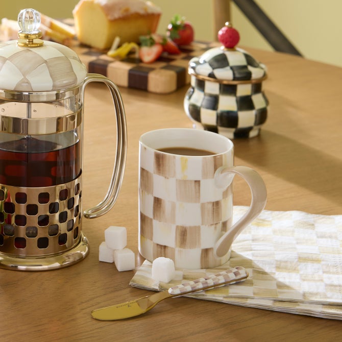 Mocha Check Bistro Spreaders, Set of 2 image number 1