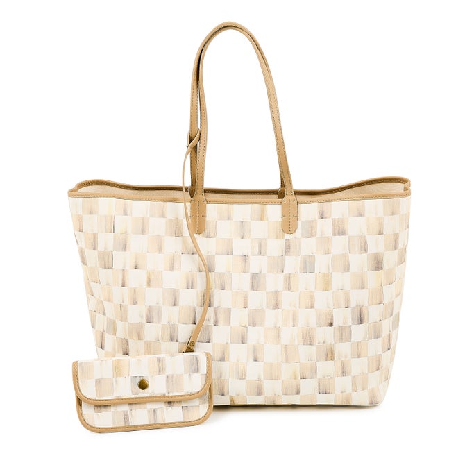 Mocha Check Large Marche Tote image number 0