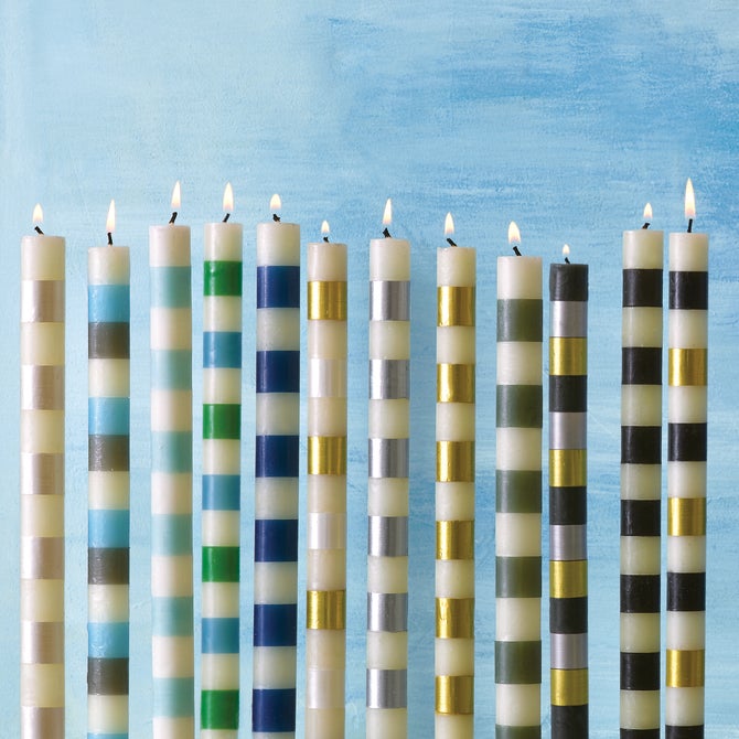 Bands Black Dinner Candles, Set of 2 image number 1