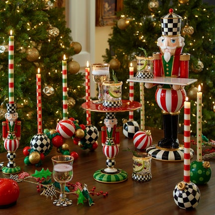 Small & Large Dots Dinner Candles - Red & Green - Set of 2