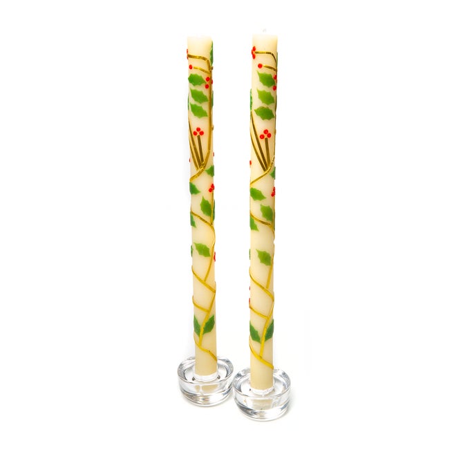 Holly Dinner Candles, Set of 2 image number 0