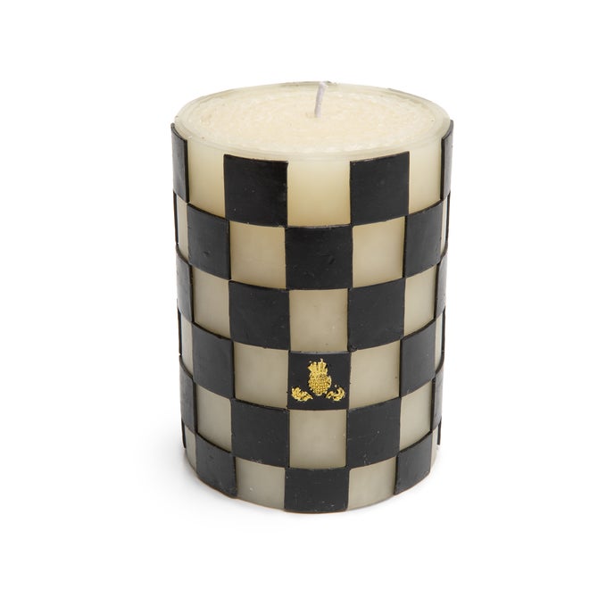 Check 4" Black Pillar Candle image number 0