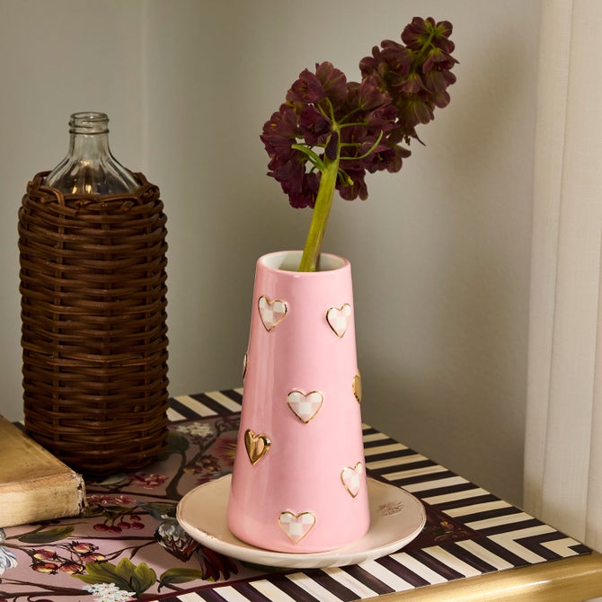Rosy Check Tall Heart Vase image number 1