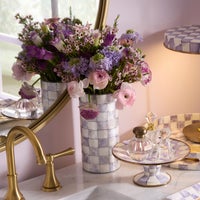 Violet Check Capiz Small Vase