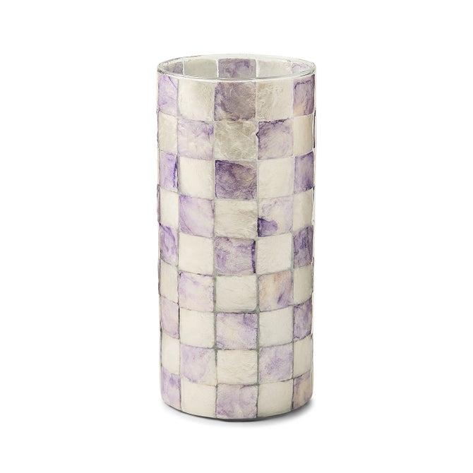 Violet Check Capiz Small Vase image number 0