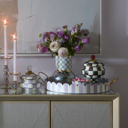 Sterling Check Glass Vase