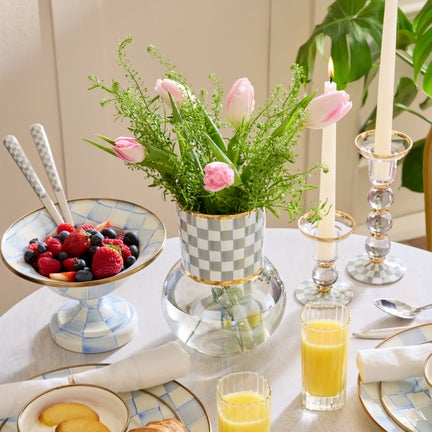 Sterling Check Glass Vase