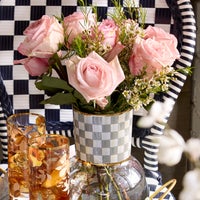 Sterling Check Glass Vase