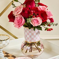 Rosy Check Glass Vase
