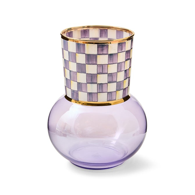 Violet Check Glass Vase image number 0