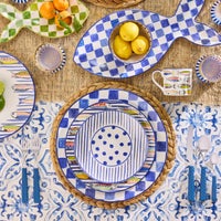 Indigo Check Round Platter