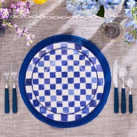 Indigo Check Round Platter
