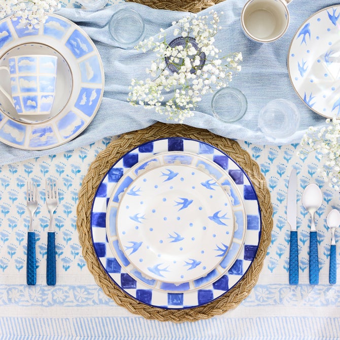 Indigo Check Round Platter image number 4