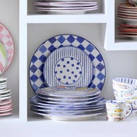 Indigo Check Round Platter
