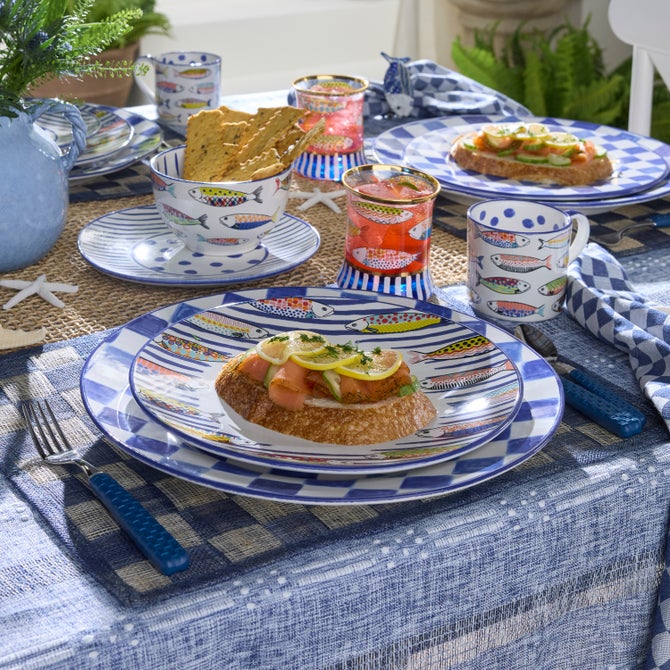 Indigo Check Round Platter image number 6