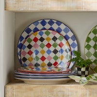 Indigo Check Round Platter