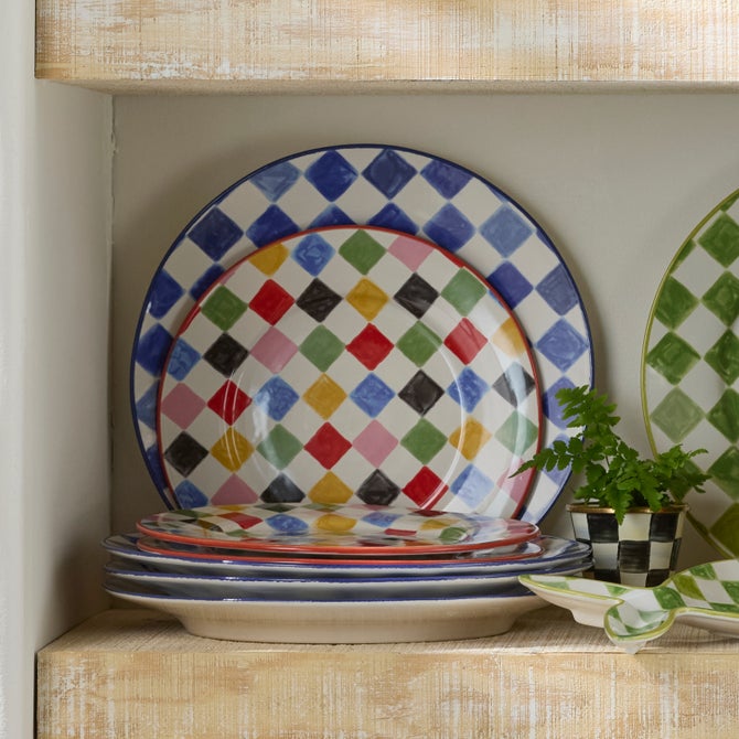 Indigo Check Round Platter image number 7