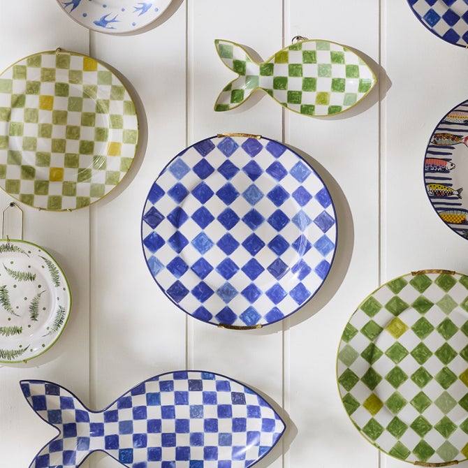 Indigo Check Round Platter image number 8