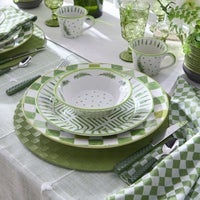 Green Check Round Platter