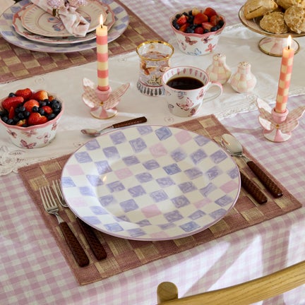 Lilac Check Round Platter