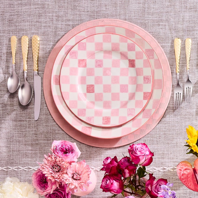 Pink Check Round Platter image number 5