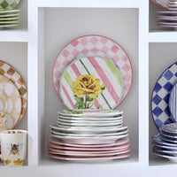 Pink Check Round Platter