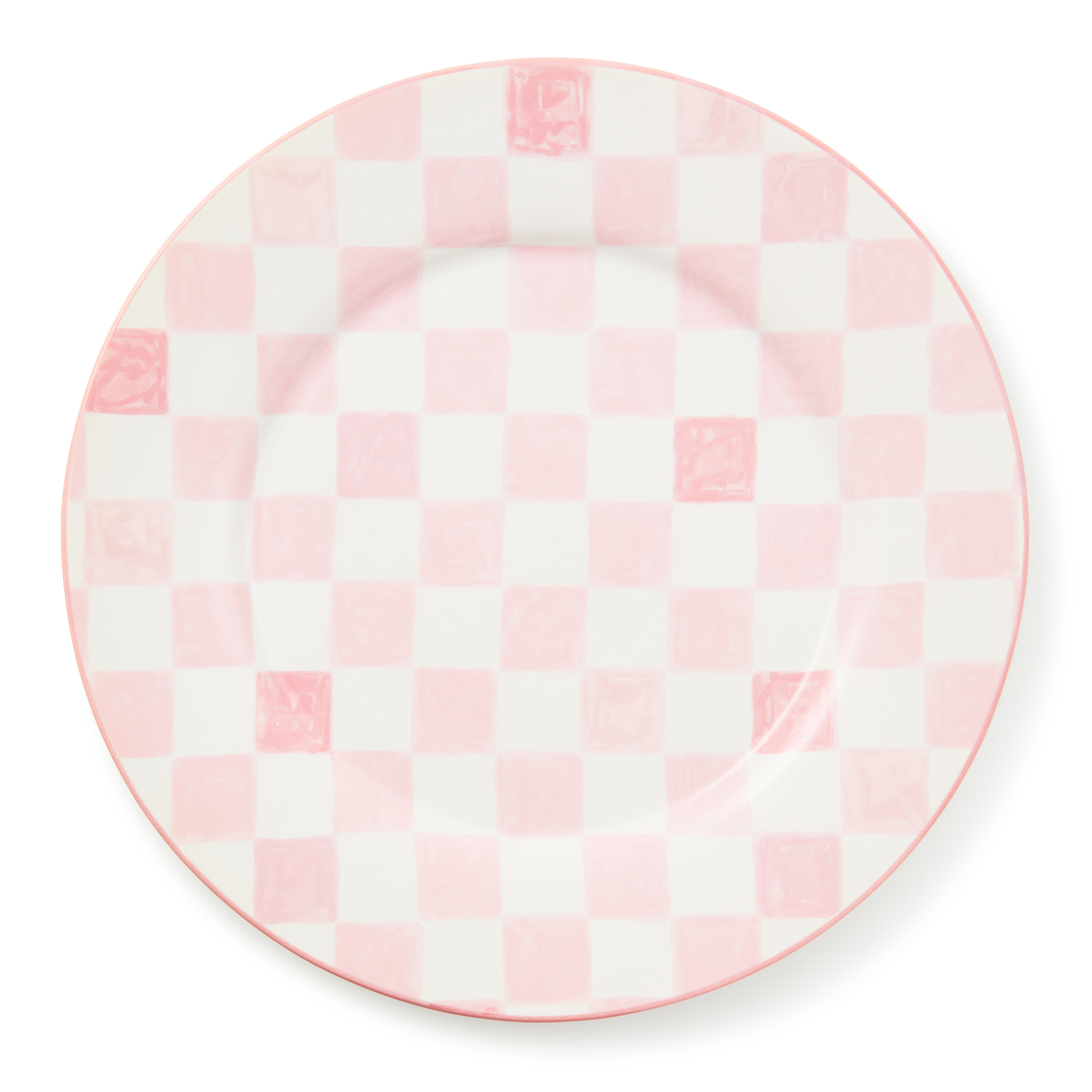 Pink Check Round Platter