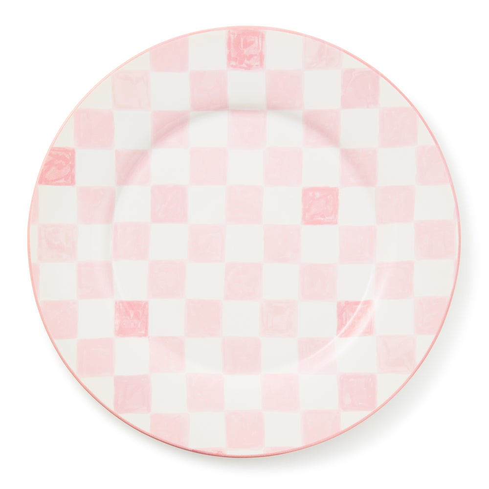 Check Round Platter - Pink mackenzie-childs Panama imagen 1