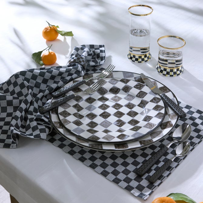 Black Check Round Platter image number 1