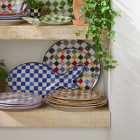 Black Check Round Platter