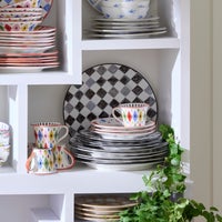 Black Check Round Platter