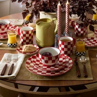 Cherry Check Dinner Plates, Set of 4