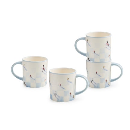 Gray Malin Ski Holiday Mugs, Set of 4