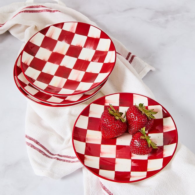 Cherry Check Appetizer Plates, Set of 4 image number 1