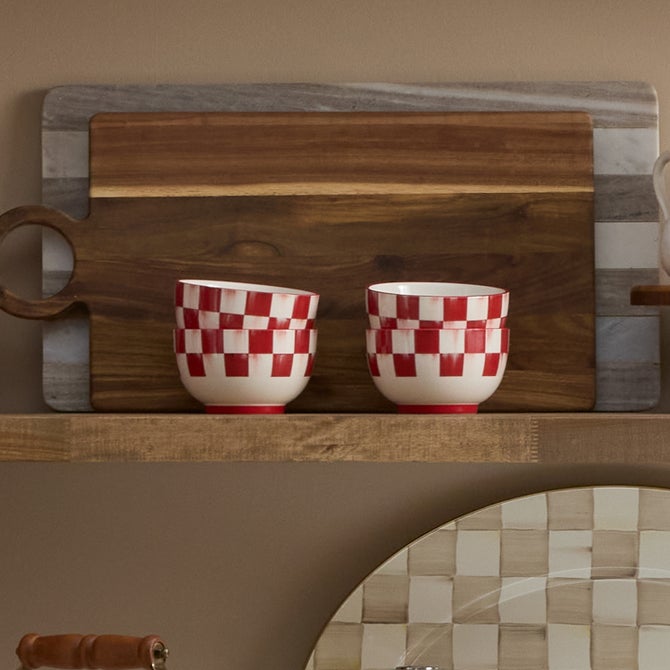 Cherry Check Breakfast Bowls, Set of 4 image number 1