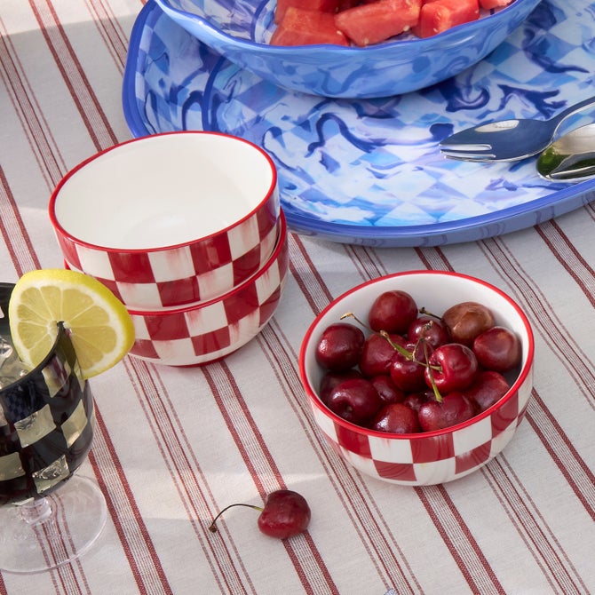 Cherry Check Breakfast Bowls, Set of 4 image number 6