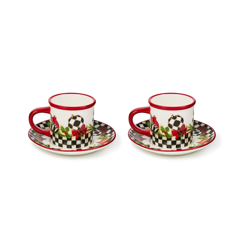 Deck the Halls Espresso Cup & Saucer, Set of 2 mackenzie-childs Panama imagen 1 Deck the Halls Espresso Cup & Saucer, Set of 2 mackenzie-childs Panama imagen 1