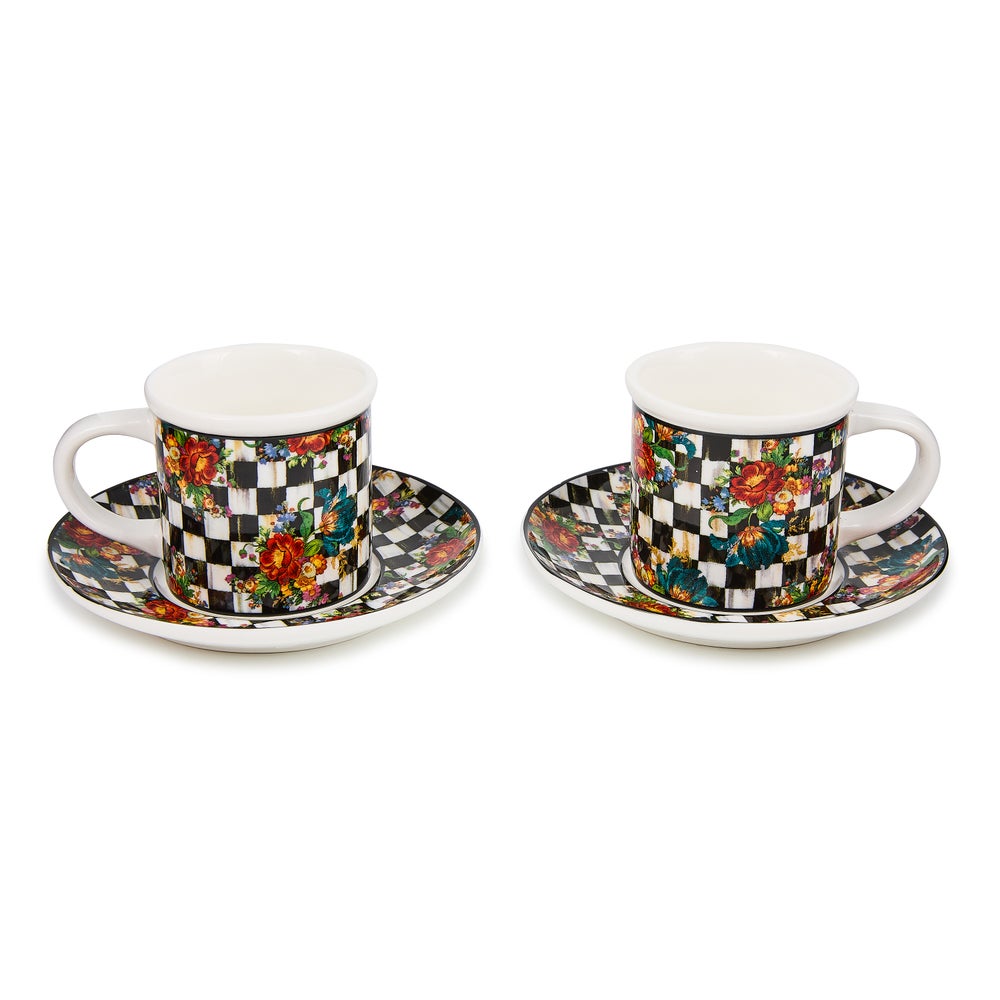 Courtly Check Espresso Cup & Saucer, Set of 2 - Courtly Flower Market mackenzie-childs Panama imagen 1