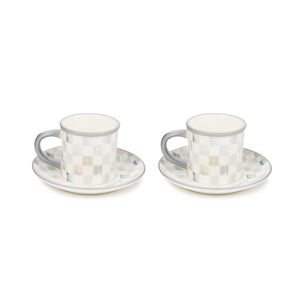 Courtly Check Espresso Cup & Saucer, Set of 2 - Sterling Check mackenzie-childs Panama imagen 1