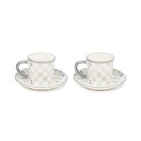 Sterling Check Espresso Cup & Saucer, Set of 2