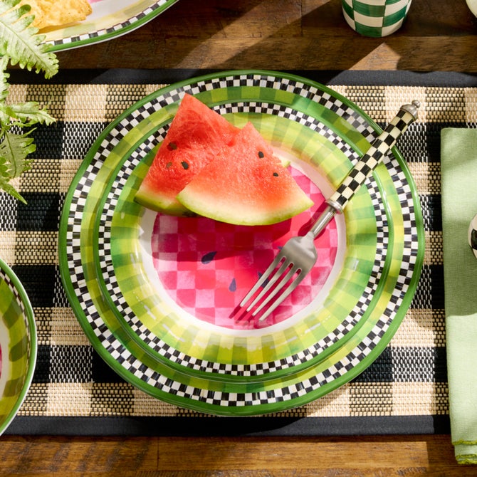 Watermelon Melamine Dinner Plates, Set of 4 image number 1