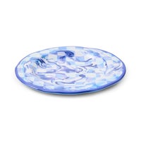 Blue Marble Check Melamine Dinner Plates, Set of 4