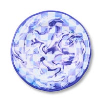 Blue Marble Check Melamine Dinner Plates, Set of 4