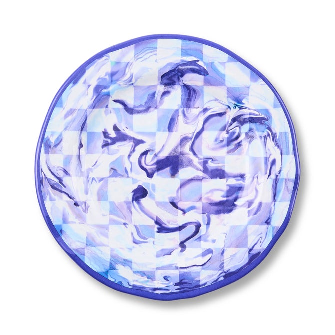 Blue Marble Check Melamine Dinner Plates, Set of 4 image number 0