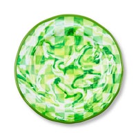 Green Marble Check Melamine Dinner Plates, Set of 4