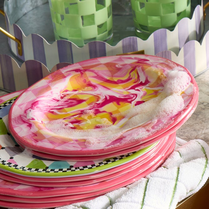 Pink Marble Check Melamine Salad Plates, Set of 4 image number 5