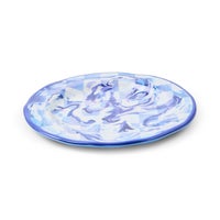 Blue Marble Check Melamine Salad Plates, Set of 4
